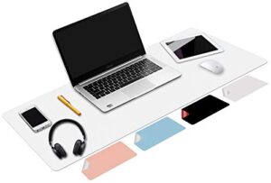 desk pad white, laptop desk mat waterproof leather desk mat,desk organizers and accessories(white, 31.5" x 15.7")