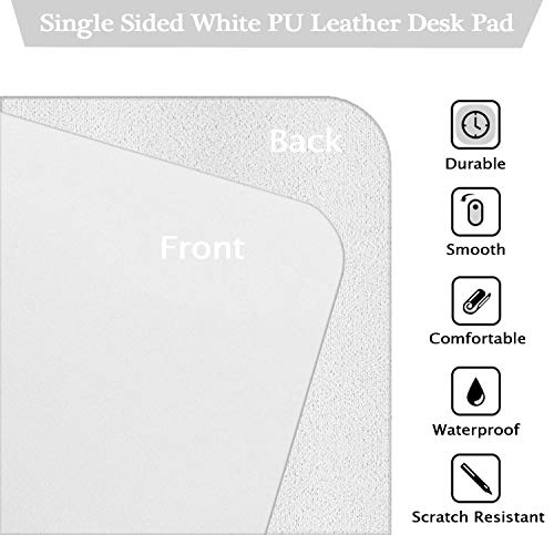 Desk Pad White, Laptop Desk Mat Waterproof Leather Desk Mat,Desk Organizers and Accessories(White, 31.5" x 15.7")