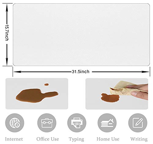 Desk Pad White, Laptop Desk Mat Waterproof Leather Desk Mat,Desk Organizers and Accessories(White, 31.5" x 15.7")