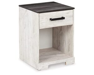 signature design by ashley shawburn farmhouse 1 drawer night stand, white & gray