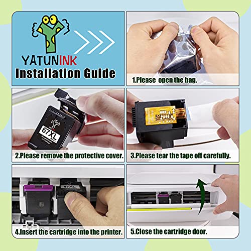 YATUNINK Remanufactured 67 Ink Cartridges Replacement for HP 67XL 67 XL Black Ink cartridge for HP Envy Pro 6455 Envy 6052 Envy 6055 Envy 6058 Envy 6075 Deskjet 4155 Deskjet 2732 2752 Printer (2 Pack)