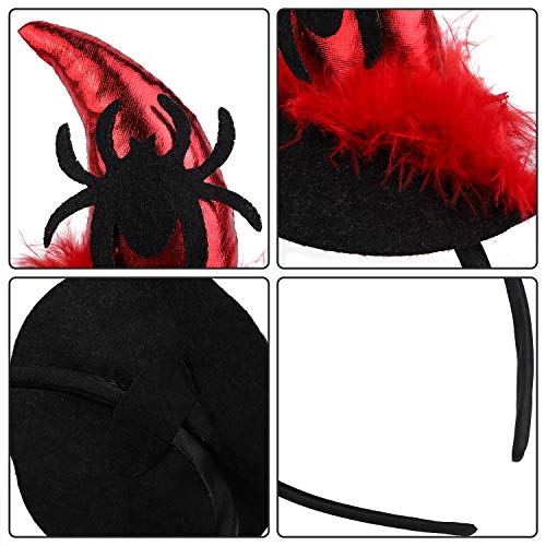 URATOT 6 Styles Assorted Halloween Headbands Witch Spider Web Headbands Bat Skull Headwear for Halloween Party Cosplay Accessories