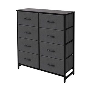 azl1 life concept storage dresser furniture unit - large standing organizer chest for bedroom, office, living room, and closet - 8 drawer removable fabric bins - dark grey