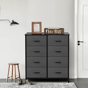 AZL1 Life Concept Storage Dresser Furniture Unit - Large Standing Organizer Chest for Bedroom, Office, Living Room, and Closet - 8 Drawer Removable Fabric Bins - Dark Grey