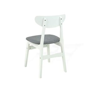 Dining Room Set of 2 Yumiko Chairs and Round Dining Table Kitchen Modern Solid Wood w/Padded Seat, White Color with Light Gray Cushion