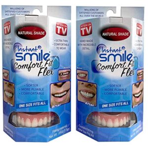 2 Pack - Instant Smile Natural Shade Comfort Fit Flex Veneers - Fix Your Smile from The Comfort of Your own Home in just Minutes! Hand Crafted