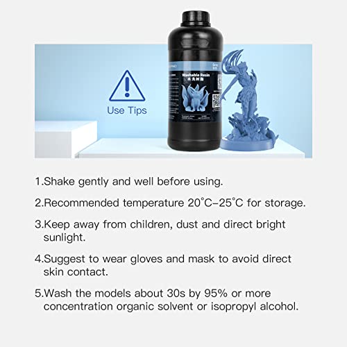 【Third-generation washable resin】NOVA3D Water Washable 3D Resin Lower Odor LCD 3D Rapid Resin 405nm Photopolymer Resin for LCD 3D Printing, Grey, 1000g