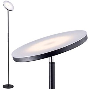 addlon - led torchiere floor lamp, tall standing modern lamp pole light for living room & office,with stepless dimming, memory function - classic black