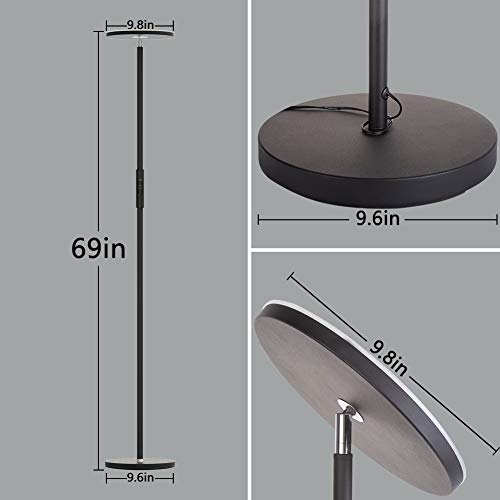 addlon - LED Torchiere Floor Lamp, Tall Standing Modern Lamp Pole Light for Living Room & Office,with Stepless Dimming, Memory Function - Classic Black