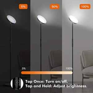 addlon - LED Torchiere Floor Lamp, Tall Standing Modern Lamp Pole Light for Living Room & Office,with Stepless Dimming, Memory Function - Classic Black