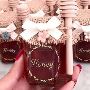 100Pcs 3 Inch Wood Honey Dipper Sticks with Natural Jute Twine & Kraft Paper Tags for Honey Jar Dispense Drizzle Honey Wedding Party Family by BNK