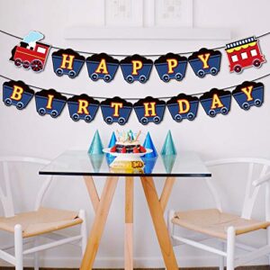 Train Birthday Party Banner Decorations, Railroad Steam Train Happy Birthday Sign Transportation Vehicle Party Garland Supplies