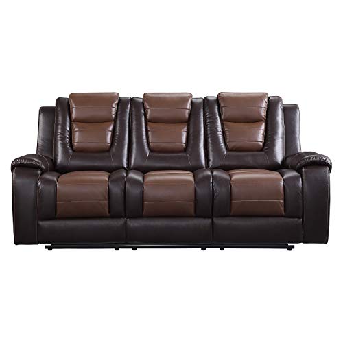 Lexicon Matteo Double Reclining Sofa, Two-Tone Brown