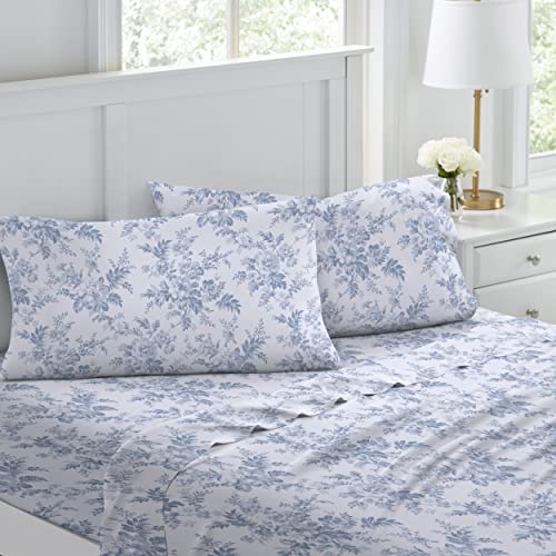 Laura Ashley Home - Twin Sheets, Cotton Flannel Bedding Set, Brushed for Extra Softness & Comfort (Vanessa, Twin)