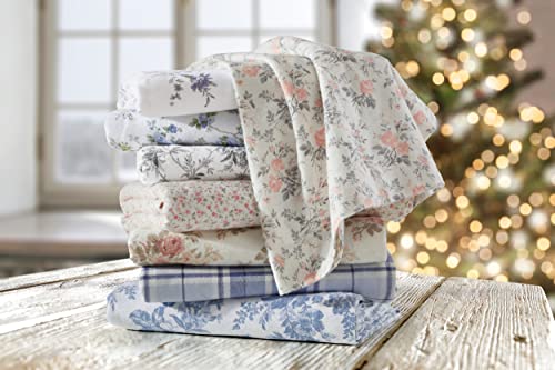 Laura Ashley Home - Twin Sheets, Cotton Flannel Bedding Set, Brushed for Extra Softness & Comfort (Vanessa, Twin)