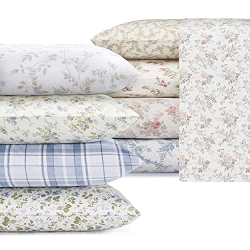 Laura Ashley Home - Twin Sheets, Cotton Flannel Bedding Set, Brushed for Extra Softness & Comfort (Vanessa, Twin)