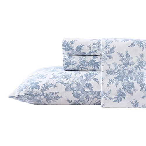 Laura Ashley Home - Twin Sheets, Cotton Flannel Bedding Set, Brushed for Extra Softness & Comfort (Vanessa, Twin)