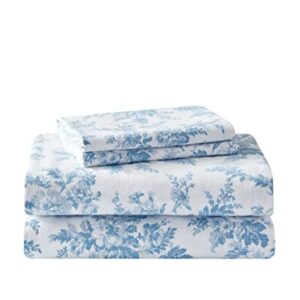 Laura Ashley Home - Twin Sheets, Cotton Flannel Bedding Set, Brushed for Extra Softness & Comfort (Vanessa, Twin)