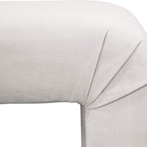 Meridian Furniture Minimalist Collection Modern | Contemporary Velvet Upholstered Bench, 53" W x 14.75" D x 18.25" H, Cream