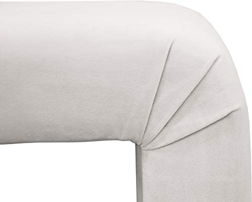 Meridian Furniture Minimalist Collection Modern | Contemporary Velvet Upholstered Bench, 53" W x 14.75" D x 18.25" H, Cream