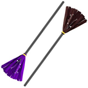 elcoho 2 pieces halloween props witches broom witch broomstick retractable silver stars design witch broomstick for halloween costume decoration
