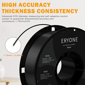 ERYONE PETG Filament for 3D Printer, 1.75mm +/-0.03mm, 1kg(2.2LBS)/Spool, Black