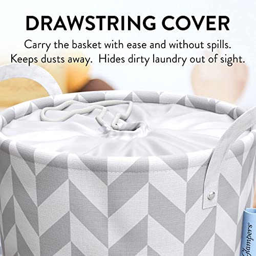 GLAMPERS Laundry Hamper 43/46/54L | Large Laundry Baskets with Sturdy Handles | Collapsible Kids Hamper for Dirty Clothes, Toys | Large, Gray Wave2