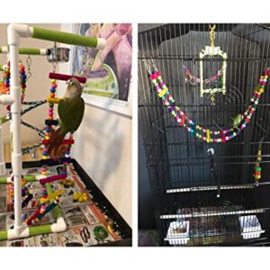 DS. DISTINCTIVE STYLE Bird Ladder Toys Coloured Flexible Parrot Swing Bridge Wooden Cockatiel Cage Hanging Climbing Ladder (27.6 in (12 Steps))