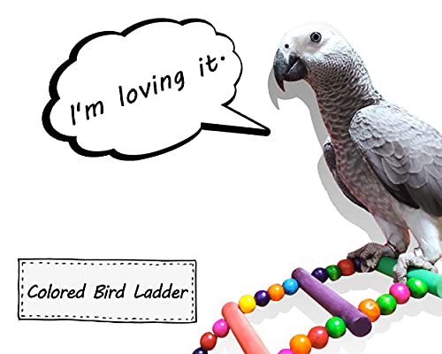 DS. DISTINCTIVE STYLE Bird Ladder Toys Coloured Flexible Parrot Swing Bridge Wooden Cockatiel Cage Hanging Climbing Ladder (27.6 in (12 Steps))