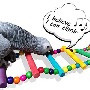 DS. DISTINCTIVE STYLE Bird Ladder Toys Coloured Flexible Parrot Swing Bridge Wooden Cockatiel Cage Hanging Climbing Ladder (27.6 in (12 Steps))