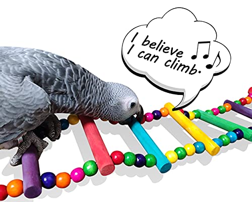 DS. DISTINCTIVE STYLE Bird Ladder Toys Coloured Flexible Parrot Swing Bridge Wooden Cockatiel Cage Hanging Climbing Ladder (27.6 in (12 Steps))