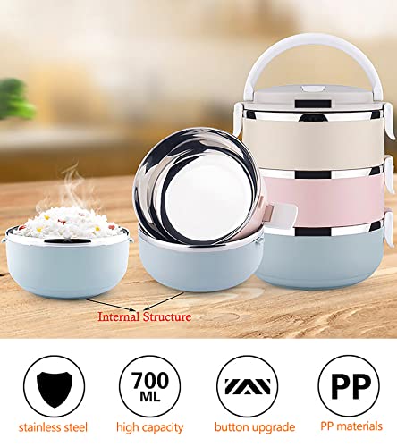 AOSUYOU 3 Layer Stainless Steel Leakproof Lunch Box, Portable Carry Hand Food Storage Container for Work Lunches, Picnic, Travel, Camping with Lunch Bag