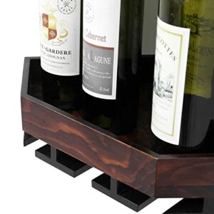 WELLAND Rustic Wood Corner Floating Shelves Wall Mount Corner Wine Rack -2 Pack with 6 Glass Slot Holder