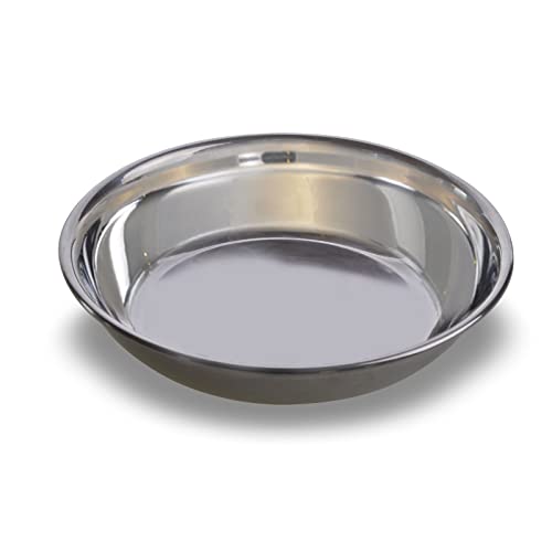 Van Ness Pets Whisker-Friendly Stainless Steel Cat Bowl, Wide Saucer Style Dish, 8 OZ, Natural