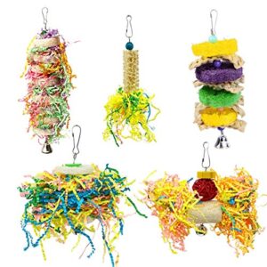 5pcs bird shredding toys for parakeet cockatiel conure bird parrot loofah toys parakeet chewing toys parrot shredder toys bird foraging toys bird cage accessories for small medium parrots