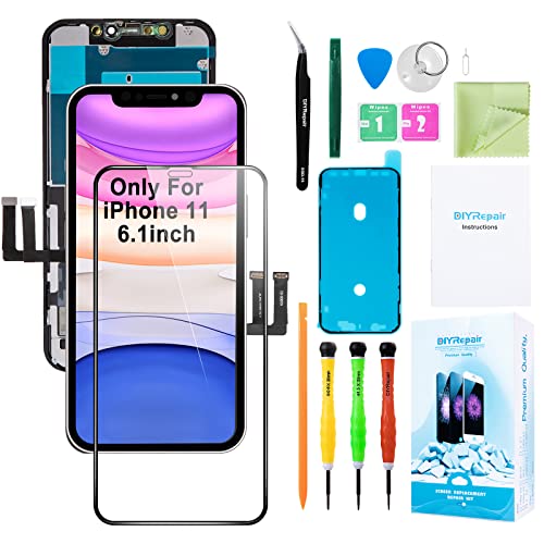 Premium for iPhone 11 Screen Replacement 6.1' 3D Touch Screen Repair kit (Model A2111, A2223, A2221) Digitizer Display Assembly With Back Plate, Waterproof Adhesive, Tempered Glass, Tools, Instruction