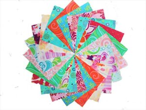 10 10 inch caribbean summer quilting squares charm pack by benartex & qt fabrics10 colorways