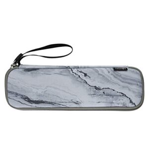 cm reusable portable travel tableware carrying bag storage case cutlery flatware organziers for straw spoon fork chopsticks utensil holder (marble white pattern)