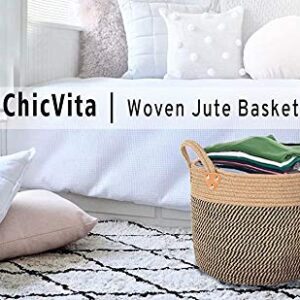 CHICVITA Large Jute Basket Woven Storage Basket with Handles