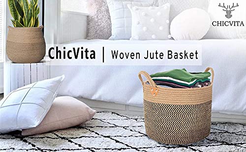 CHICVITA Large Jute Basket Woven Storage Basket with Handles