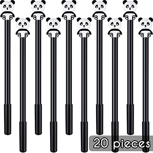 Zonon 20 Pcs Cute Panda Pens Animal Gel Ink Pens Cartoon Panda Writing Pens, 0.5 mm Kawaii Black Ink Pens for School Office Home Student Kids Present