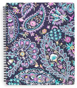 vera bradley blue large spiral notebook, college ruled paper, 11" x 9.5" with pocket and 160 lined pages, french paisley