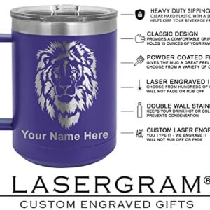 LaserGram 15oz Vacuum Insulated Coffee Mug, Giraffe, Personalized Engraving Included (Dark Purple)