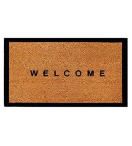 theodore magnus natural coir doormat with non-slip backing - 17 x 30 - outdoor/indoor - welcome mats - natural - welcome w/border - coir-1730-15-121