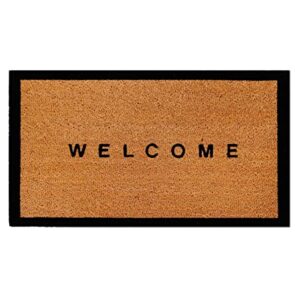 THEODORE MAGNUS Natural Coir Doormat with Non-Slip Backing - 17 x 30 - Outdoor/Indoor - Welcome Mats - Natural - Welcome w/Border - COIR-1730-15-121