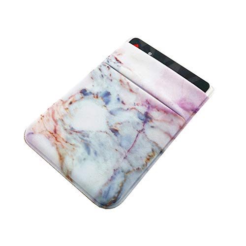 Obbii 2Pack Phone Card Holder Stretchy Lycra Wallet Pocket Credit Card ID Case Pouch Sleeve 3M Adhesive Sticker on iPhone Samsung Galaxy Android Smartphones (Pink Marble & White Golden Marble)