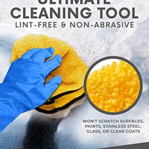 Solid Multipurpose Plush Microfiber Cleaning Cloth - Cleaning Towel for Household, Car Washing, Drying & Auto Detailing - 12" x 12" (Yellow, 12)