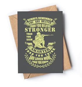 motivational card for soldier, veteran with envelope | a great inspirational card to show appreciation for a militar on a special day (birthday, retirement, graduation.)