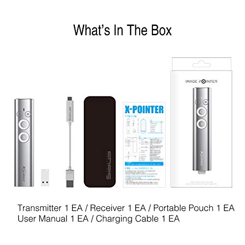 X POINTER Image Pointer with Air Mouse Control - SoftwareBased Multifunction Presentation Clicker Remote with GreenLaser, Wireless Rechargeable Pointer for Windows and Mac