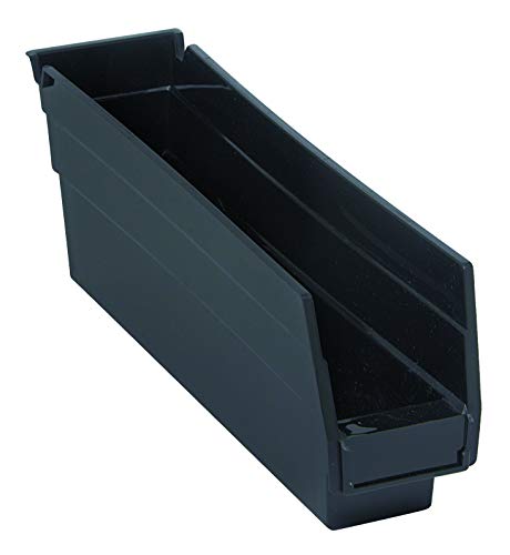 QUANTUM STORAGE SYSTEMS K-QSB100BK-12 12-Pack Plastic Shelf Bin Storage Containers, 11-5/8" x 2-3/4" x 4", Black